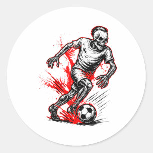 Pegatina Redonda Jugador de fútbol esqueleto - Fantasma espeluznant