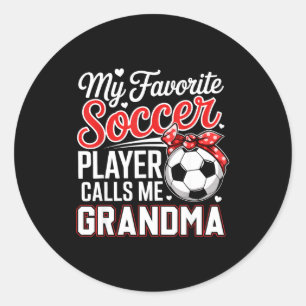 Pegatina Redonda Jugador de fútbol favorito llama a la abuela día d