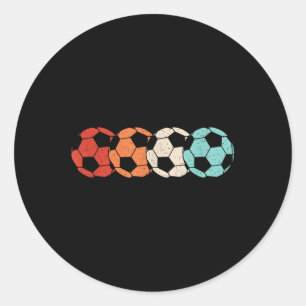 Pegatina Redonda Jugador de fútbol femenino Retro Soccer Ball