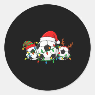 Pegatina Redonda Jugador de fútbol Gorro de Santa Navidad Deporte H