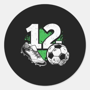 Pegatina Redonda Jugador de fútbol niño cumpleaños 12 años