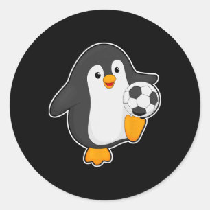 Pegatina Redonda Jugador de fútbol pingüino fútbol deportes