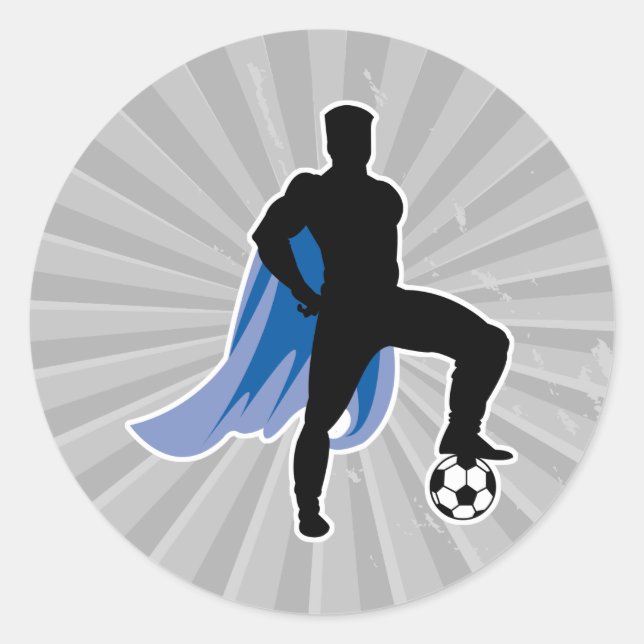 Pegatina Redonda jugador de fútbol superhéroe (Anverso)