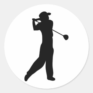 Pegatina Redonda jugador de golf