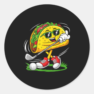 Pegatina Redonda Jugador de golf taco cinco de mayo golfista mexica