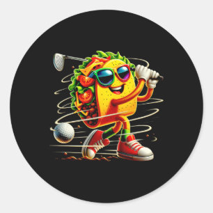 Pegatina Redonda Jugador de Golf Taco Cinco De Mayo Golfista Mexica