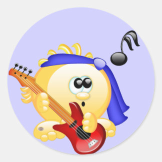 Pegatina Redonda Jugador de guitarra musical