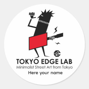 Pegatina Redonda Jugador de Guitarra Urbano Moderno Gráfico-Tokyo E