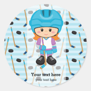 Pegatina Redonda Jugador de hockey