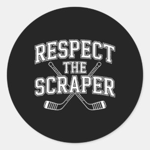 Pegatina Redonda Jugador de hockey de estanque respeta al raspador 