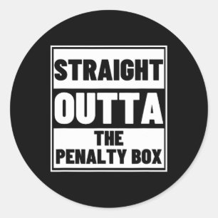 Pegatina Redonda Jugador de Hockey Directo desde el Cuadro de Penal