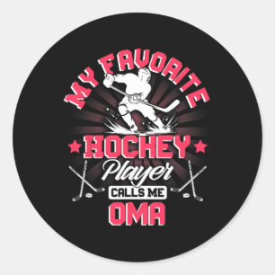Pegatina Redonda Jugador de Hockey Hielo Mi jugador de hockey favor