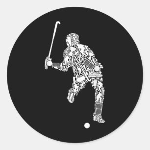 Pegatina Redonda Jugador de Hockey sobre Césped Jóvenes Niños Hombr
