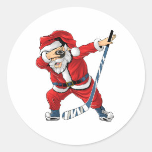 Pegatina Redonda Jugador de hockey sobre hielo haciendo dabbing con