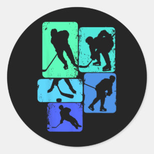 Pegatina Redonda Jugador de hockey sobre hielo Jóvenes