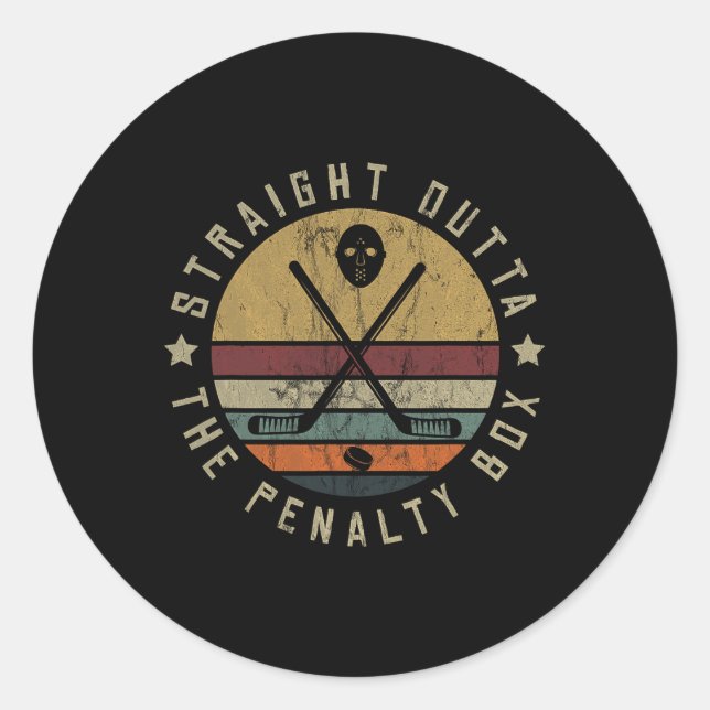 Pegatina Redonda Jugador de Hockey sobre Hielo Portero Disco Máscar (Anverso)