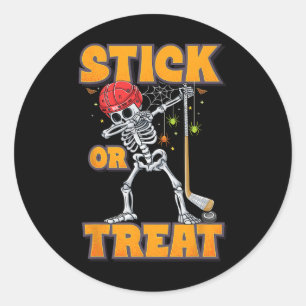 Pegatina Redonda Jugador de hockey sobre hielo Skeleton Costume de