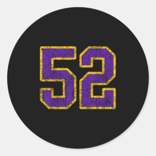 Pegatina Redonda Jugador De Jersey Purple Gold Número 52 Uniforme #