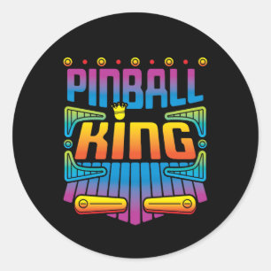 Pegatina Redonda Jugador de juego de arcade Pinball King