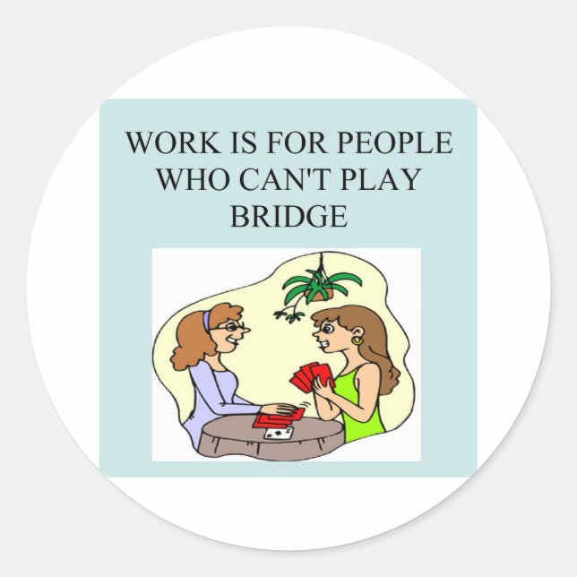 Pegatina Redonda jugador de juego de puente duplicado (Anverso)