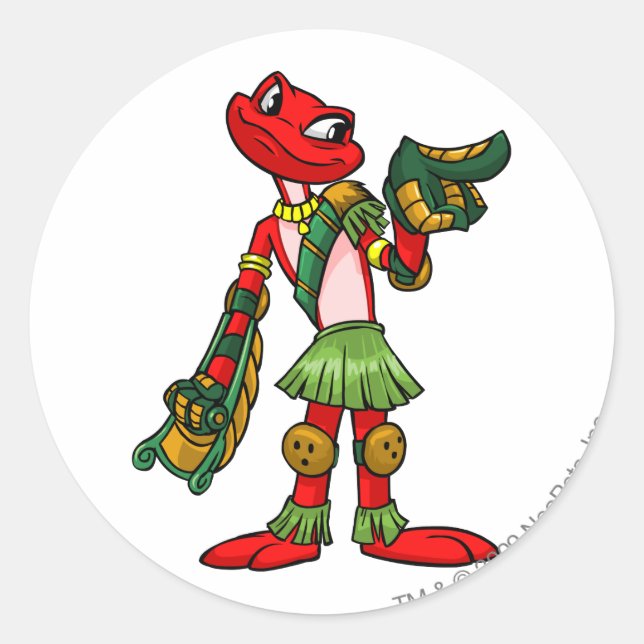 Pegatina Redonda Jugador de la Isla de Nimmo Mystery (Anverso)