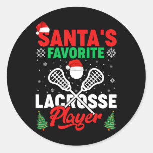 Pegatina Redonda Jugador de Lacrosse favorito de Santa María