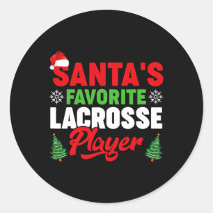 Pegatina Redonda Jugador de Lacrosse favorito de Santa María