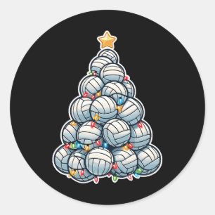 Pegatina Redonda Jugador de Navidades divertidos del voleibol Santa