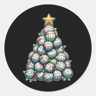 Pegatina Redonda Jugador de Navidades divertidos del voleibol Santa
