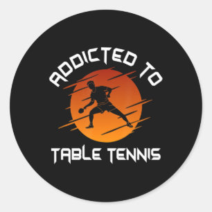 Pegatina Redonda Jugador De Ping Pong Adicto Al Tenis De Mesa