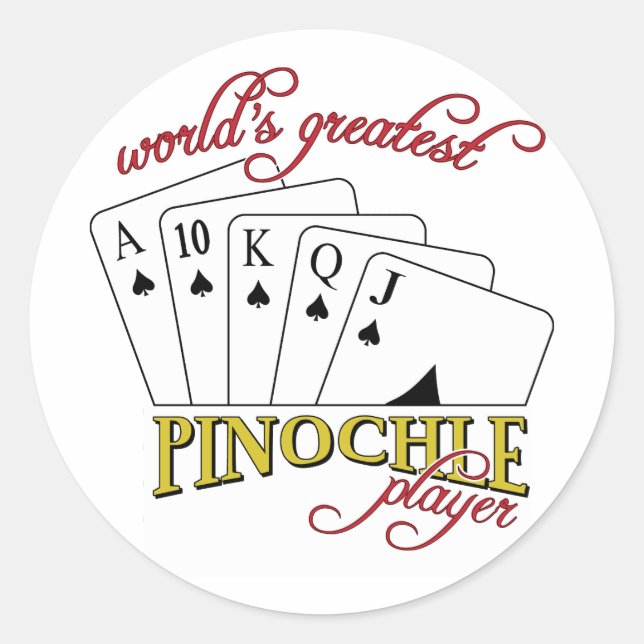 Pegatina Redonda Jugador de Pinochle (Anverso)