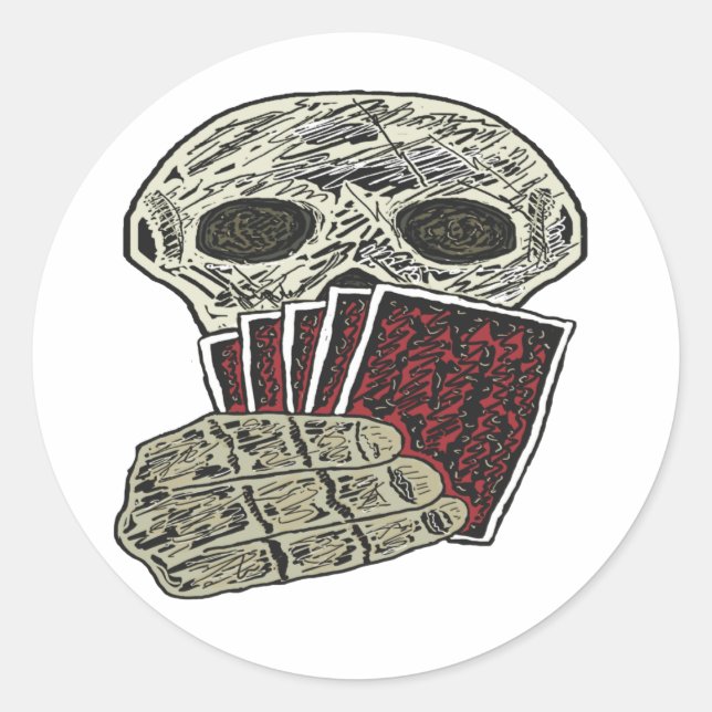 Pegatina Redonda Jugador de póker (Anverso)