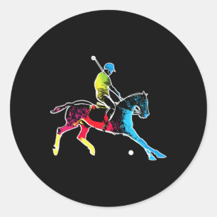 Pegatina Redonda Jugador de Polo de Caballo - Deportivo de Polo col