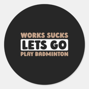 Pegatina Redonda Jugador de raqueta de cancha de bádminton - Equipo