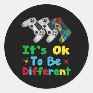 Pegatina Redonda Jugador de regalo de autismo masculino Conciencia 