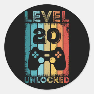Pegatina Redonda Jugador de regalo de cumpleaños número 20 desblo