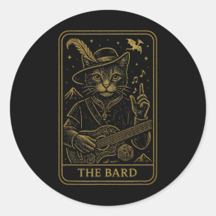 Pegatina Redonda Jugador de Rpg El Rd D20 Dados Friki Geek Gato Hom