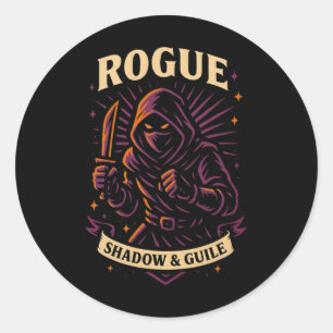 Pegatina Redonda Jugador de Rpg Rogue D20 Dados Friki Geek Hombres