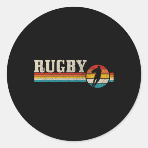 Pegatina Redonda Jugador de Rugby Vintage Deporte Retro Hombres Chi