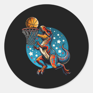 Pegatina Redonda Jugador de Sketll T-rex Dinosaurio 