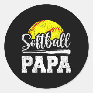 Pegatina Redonda Jugador de Softbol Papa Día regalo del Día del Pad