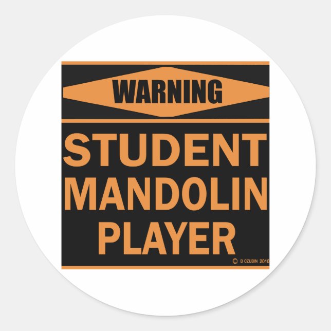 Pegatina Redonda Jugador de Student Mandolin (Anverso)