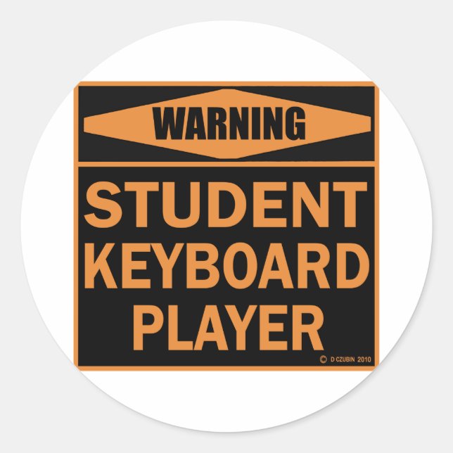 Pegatina Redonda Jugador de teclado para estudiantes (Anverso)