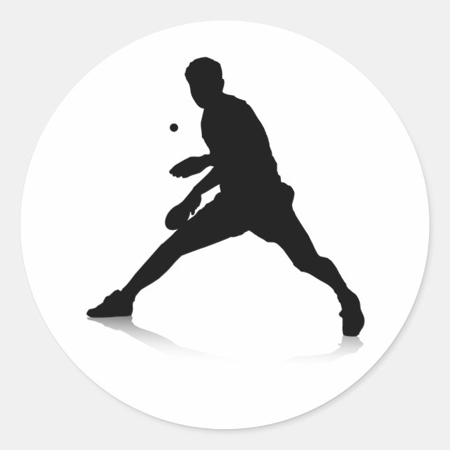 Pegatina Redonda Jugador de tenis de mesa (Anverso)