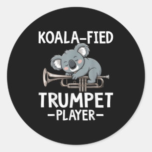 Pegatina Redonda Jugador de trompeta Koalafied - Trumpetero Koala L