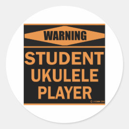 Pegatina Redonda Jugador de Ukulele Estudiantil
