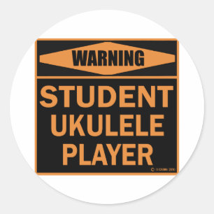 Pegatina Redonda Jugador de Ukulele Estudiantil