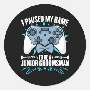 Pegatina Redonda Jugador de video Groomsman Pausa mi juego Junior G