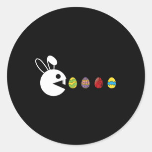 Pegatina Redonda Jugador de videojuegos Bunny Happy Easter Egg Hunt