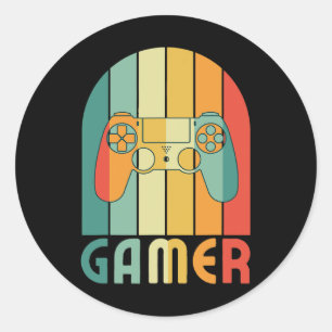 Pegatina Redonda Jugador De Videojuegos Jugador De Juego Papá